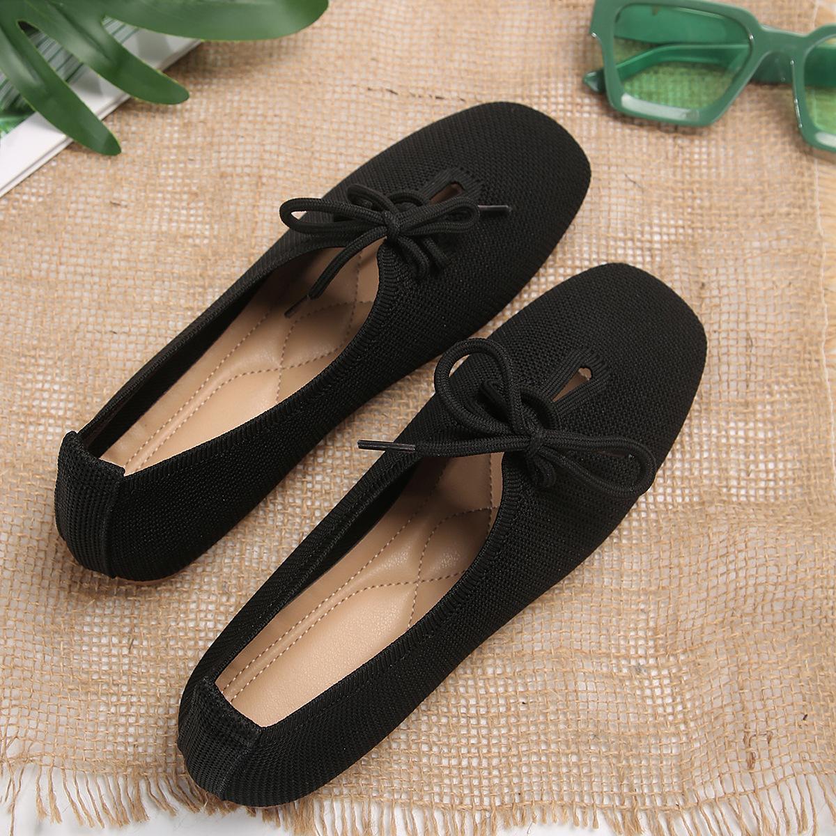 Весенне-осенние модные однотонные дышащие женские туфли на плоской подошве с круглой головкой и легкой сеткой туфли на плоской подошве 43 чёрный 1659₽