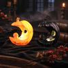 Halloween Pumpkin Skull Decoration LED Light-Up Moon Figurine, Spooky Face Crescent Atmosphere Props for Secret Room Night Light Home Desktop