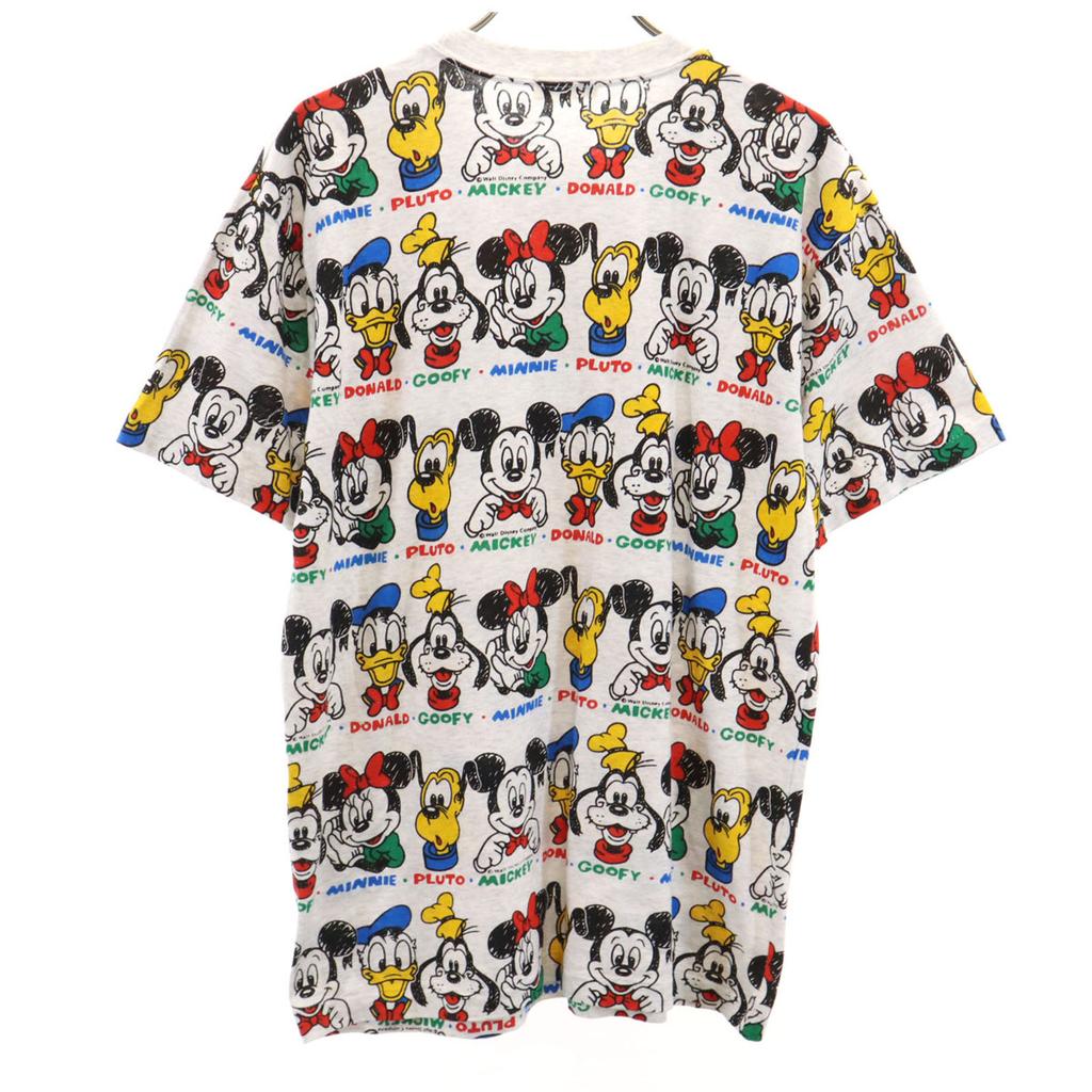 Mickey Family Overall Handle Short Sleeve T-shirt White Gray Women Used