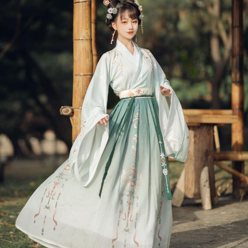 Damski garnitur jesienno-zimowy w stylu chińskiej dynastii Hanfu Wei Jin