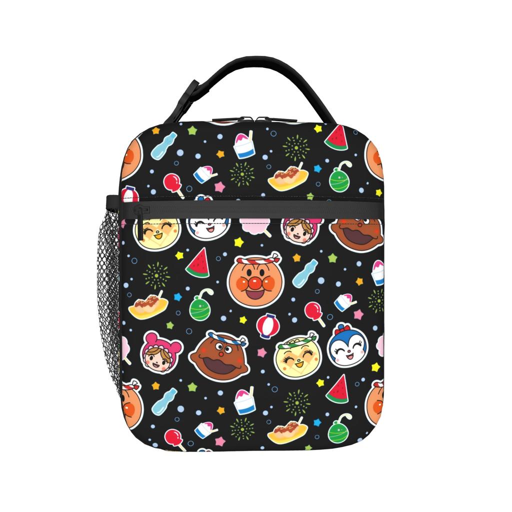 Custom Anpanmans Insulated Lunch Bag for Women Men Portable Cartoon Cooler Thermal Lunch Box Beach Camping Travel