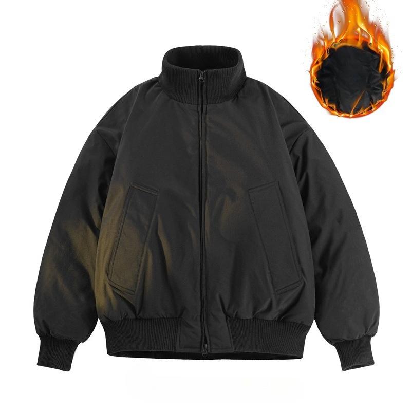 

Retro Pilot Plus Velvet Jacket Men s Stand-up Collar Casual Loose Windproof Jacket XXXXXL чорний