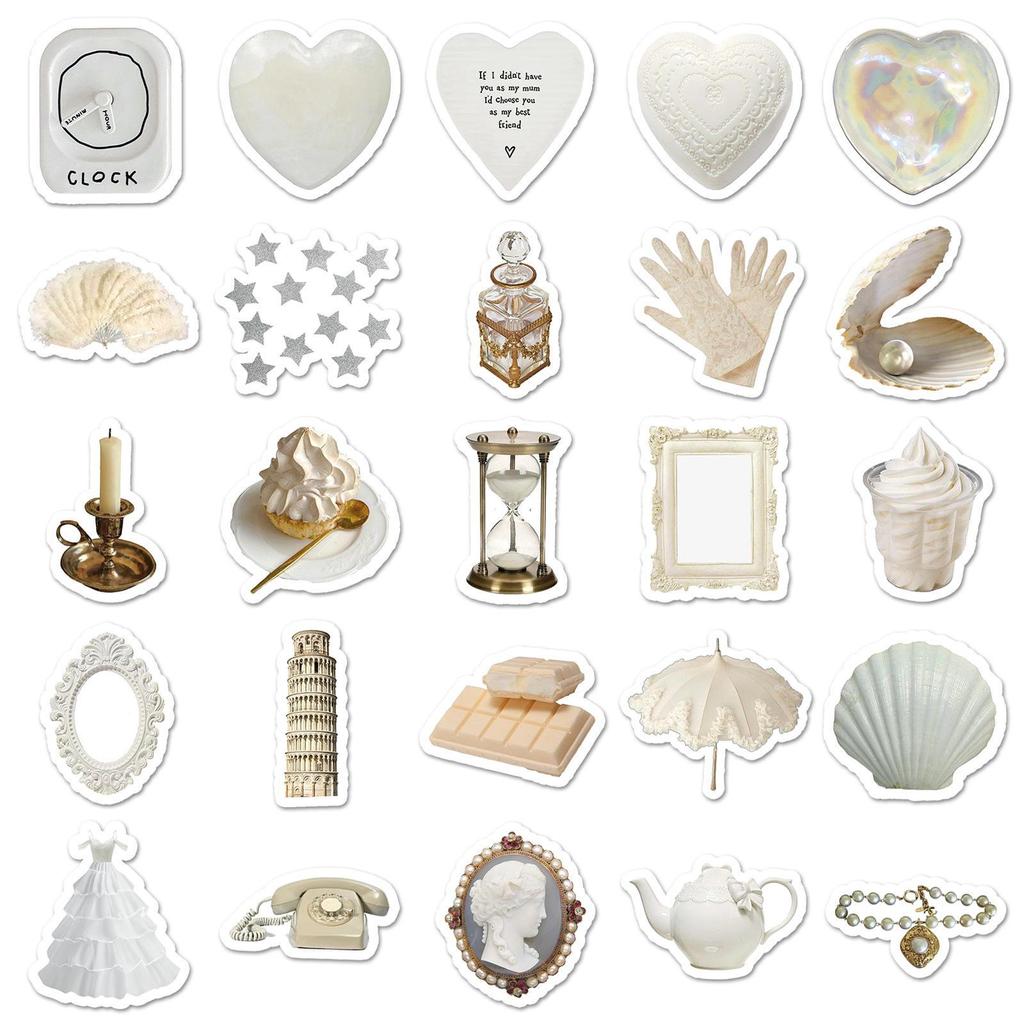 50 de autocolante albe în stil graffiti: Personalitate, bricolaj, impermeabil pentru carduri, manuale, pahare, bagaje