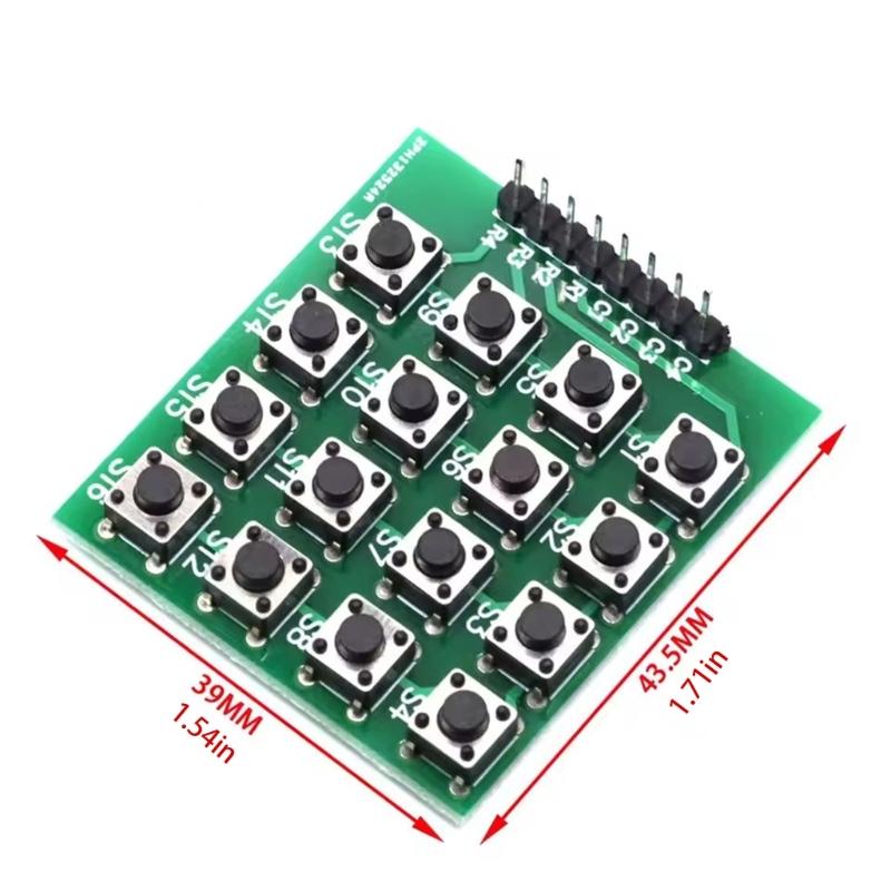 Langlebigkeit 16-Tasten 8-Pin-Matrix-Tastaturplatine Kompatibel für Raspberry-Systeme Externe Erweiterung Präzise Eingabe