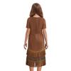 Girls Fringe Hem Dress Double Layer Tassel Decoration Round Neck Short Sleeve Chest Fringes Party Costume