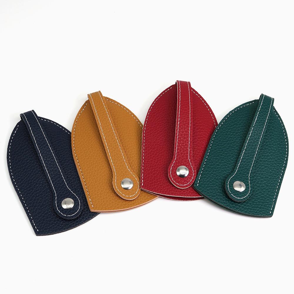 Unisex Pull Type Key Bag Mini Leather Keychain Pouch Portable Key Holder Case Key