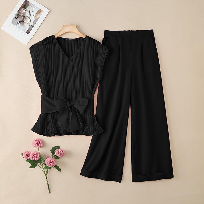 ZANZEA Damen Ärmellose Tanktops und Hosen Sommer Zweiteiler Anzugsets