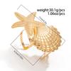 Hip Hop Large Starfish Scallop Open Cuff Bangles for Women Adjustable Exaggerated Wide Gold Color Upper Armband Bracelets Femme Aesthetic Jewelry