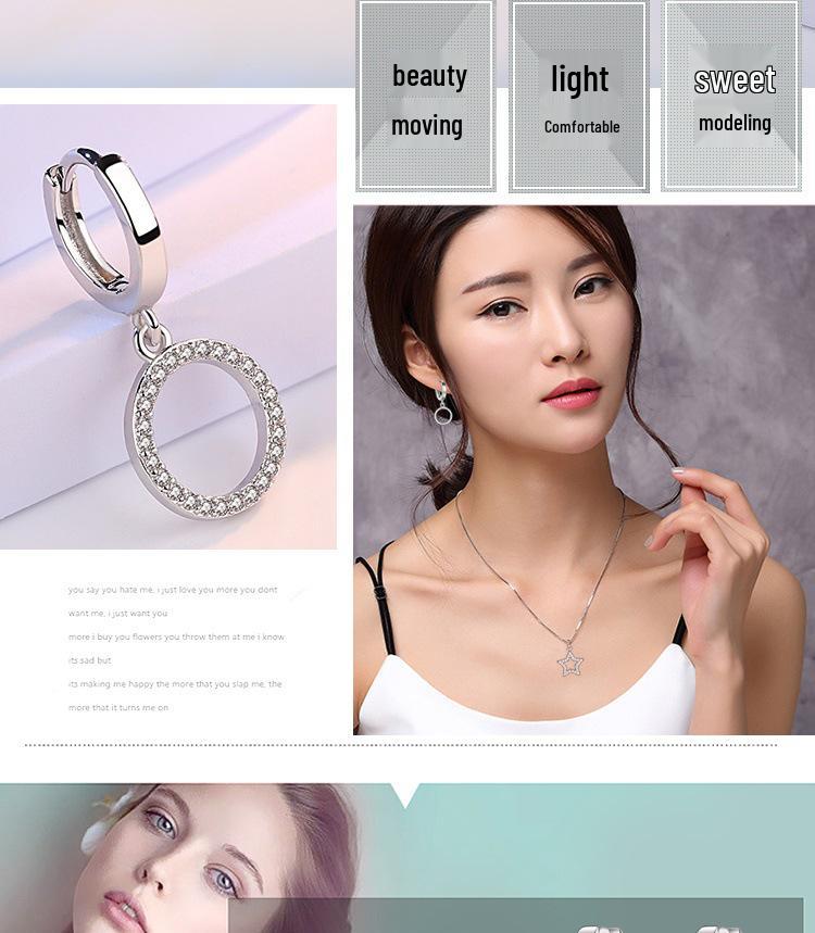 Silver-Plated Triangle Star Earrings with Micro-Paved Zirconia - Cute Women’s Ear Cuffs and Clips Jewelry