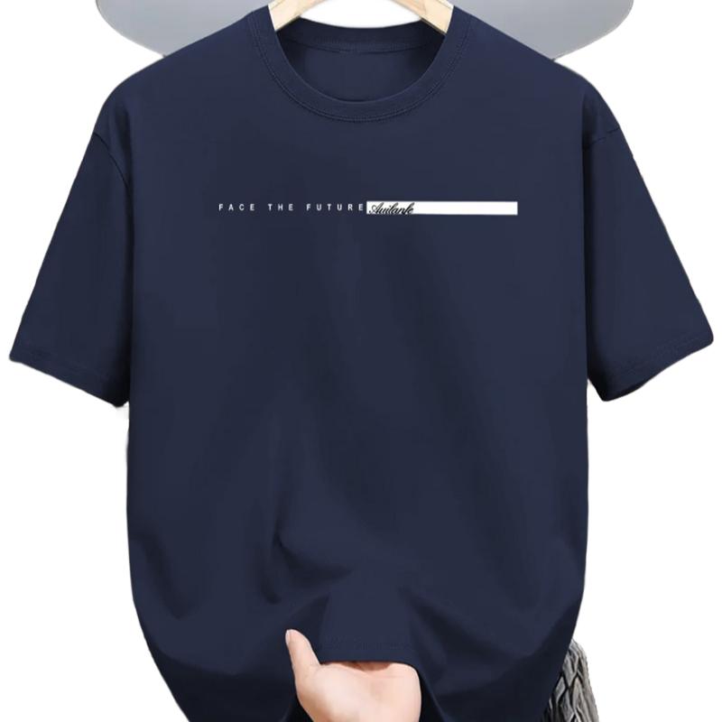 Herren Pullover T-Shirt im koreanischen Stil Lässig Locker Buchstabendruck Rundhals Kurzarm Oberteil
