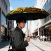1pc Women's Automatic Umbrella with Self-Opening Button, 8-Rib Heavy-Duty Frame & -Inspired Cherry Blossom/Gardenia Floral Pri