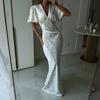 European and American women's clothing summer new sweet small fresh V-neck floral slim and thin long dress