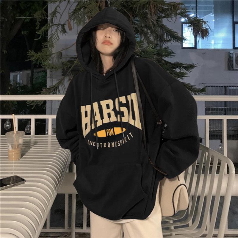 Women's Plush Thickened Hooded Sweatshirt for Autumn/Winter - Loose Fit, BF Style, Perfect for Couples.