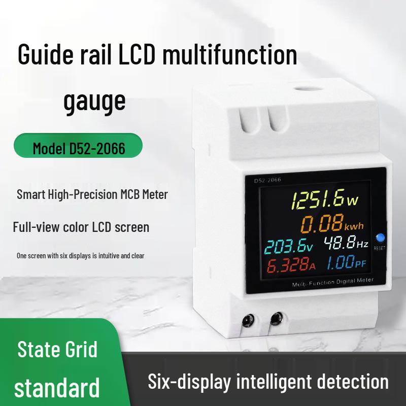 Digital Display Multimeter Single-Phase Smart Voltage Current Power DIN Rail Meter
