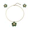 Colar Flor de Lótus com Flores Gêmeas e Luz da Lua Conjunto de Brincos de Pedra Dupla Face para Mulheres Versátil Nicho