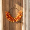 HalfWreath Artificial Wreath with Metal Hoop Seasonal Decor for Door, Thanksgiving, Entryway