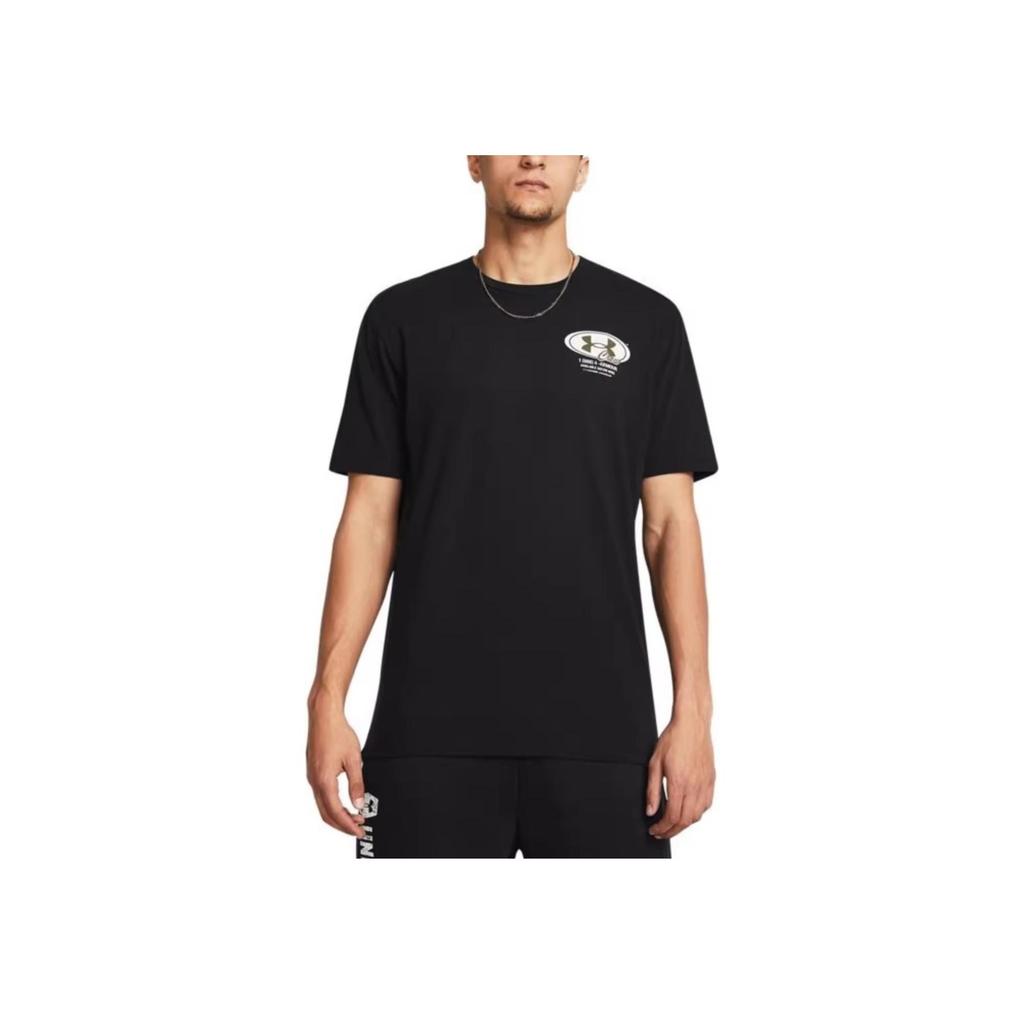 Under Armour Grounds Sports Lifestyle Series Logo Design Round Neck Breathable Training Short Sleeve T-Shirt Men T-Shirts Black 1387718-001