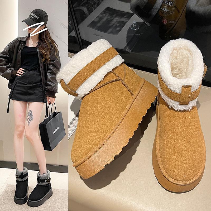 Women's Classic Platform Snow Boots Winter Warm Faux Fur Lined Anti-Slip Ankle Boot for Women Comfortable Faux Suede Fleece Lining Short Booties Shoes