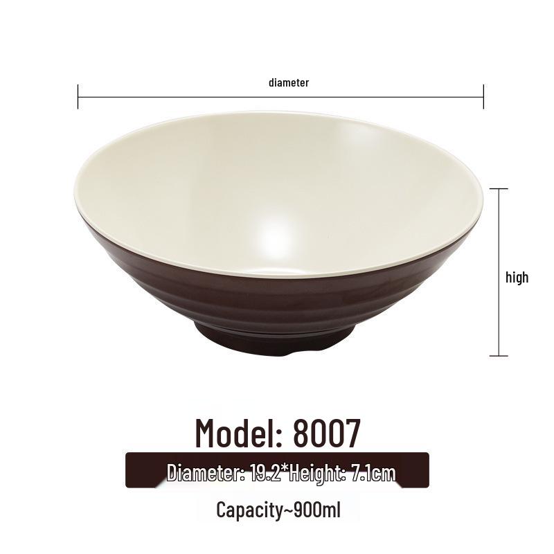 Melamine White Noodle Bowl, Imitation Porcelain, Large Plastic Soup/Rice Bowl for Commercial Use.