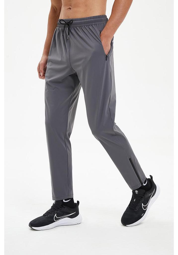 2024 Men's Quick-Dry Sports Pants: Casual, Zippered, Straight Leg for Running & Fitness