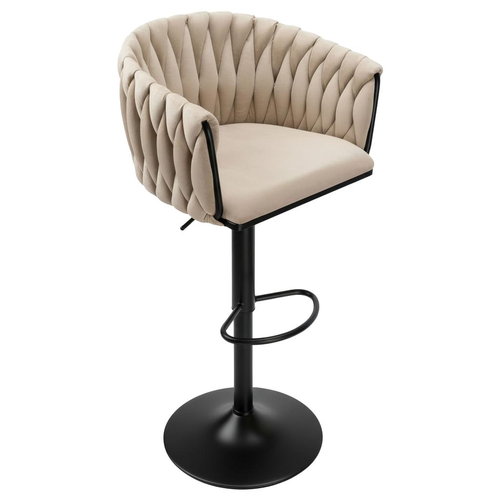 Barhocker Cofton Schwarz Beige Samt