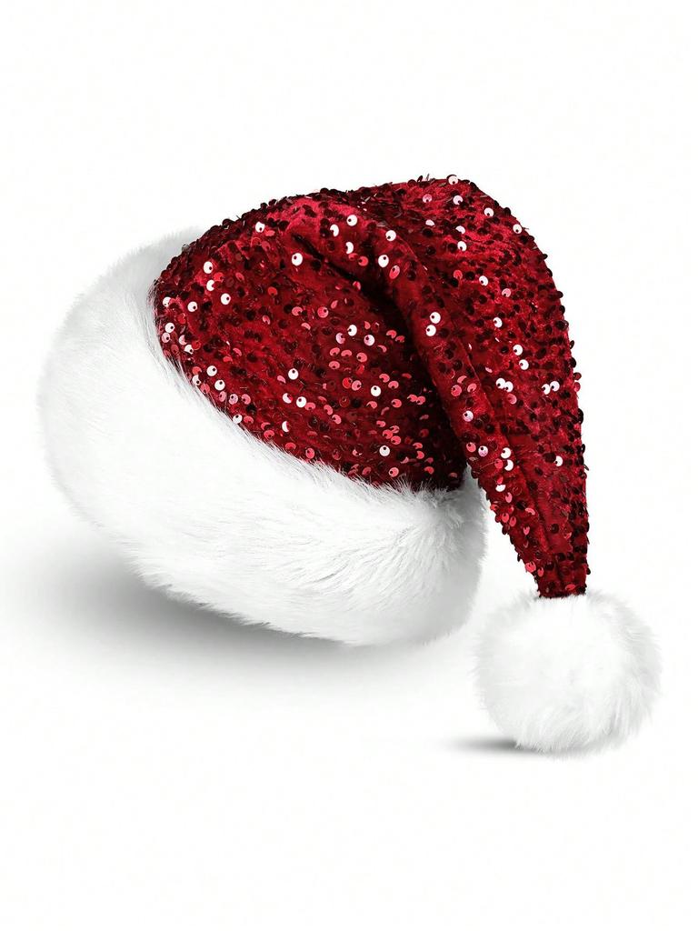 1pc Plush Christmas Hat, Christmas Party Hat, Men's and Women's Christmas New Year Party, Christmas Party Decorative Hat