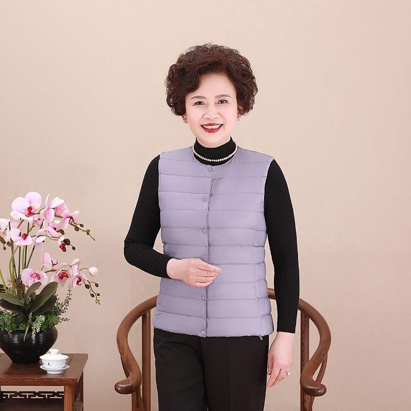 Middle-aged Vest Mother Light and Thin Crew Neck Down Jacket Liner Down Vest Women's Clothing Large Size Warm Vest Vest Vest