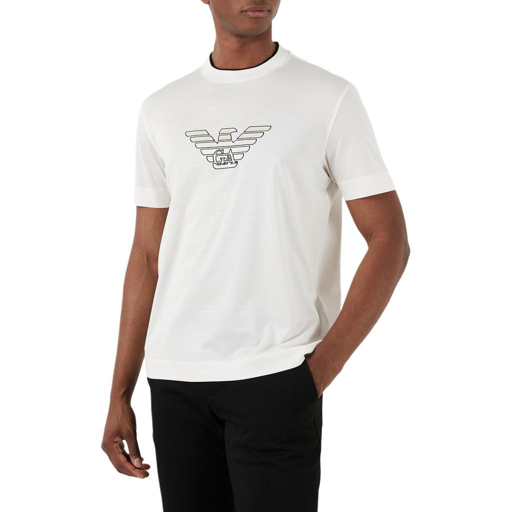 EMPORIO ARMANI Logo Embroidered Crewneck T Shirt 3D1TD4-1JUVZ-01A8