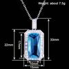 Huitan Geometric Blue Cubic Zirconia Pendant Necklace for Women Luxury Trendy Wedding Neck Accessories Temperament Lady Jewelry
