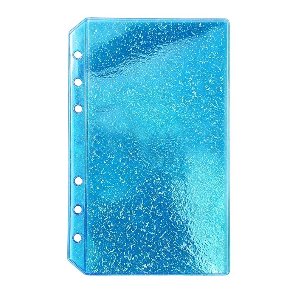 6-Hole Binder Pockets PVC Document Filing Bag Flat Design Loose Leaf Storage Bag Sticker Organizer синий