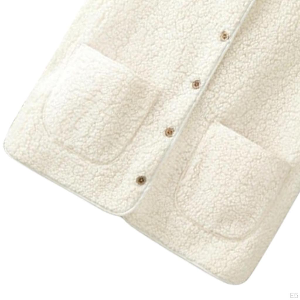 Fleece Vest for Women Casual Warm Single Breasted Button Trendy Gilet