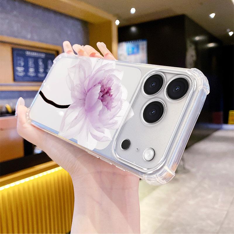 Amazon Hot-selling Lavender Flower Apple 16 Mobile Phone Case High-value iPhone17 Anti-drop Transparent Soft Case 13pm