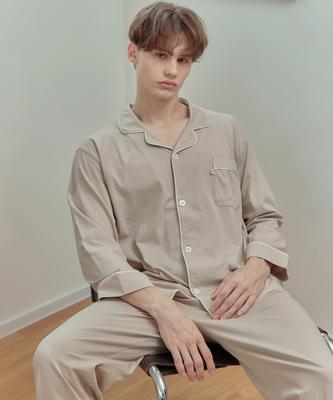 [May Flower] Long Sleeve Pure Cotton Men's Plus Size Pajama Set [Shipped from Korea] 100% Authentic