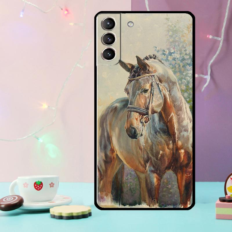Horse Painted Art Phone Case For Samsung Galaxy S24 S25 Ultra S21 S22 S23 Ultra S9 S10 S20 Plus S25 FE Cover