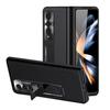 Leather Folding Case For Samsung Galaxy Z Fold 4 5g Hinge Protection Case With Magnetic Holder &Tempered Glass Slim Shockproof