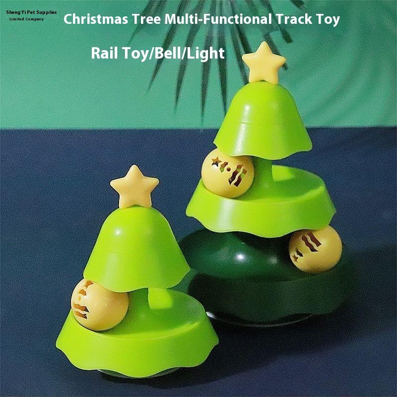 Cat Toys Self-Hi Christmas Tree Sound Bells Cat Turntable Multifunctional Track Light Ball Cat Toys