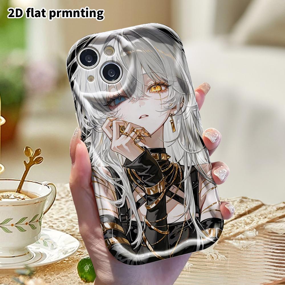 Phone Case: 2D flat, suitable for iPhone 18 17 16 15 14 13 12Pro protective case, white-haired heterochromatic girl, perfect Christmas and Halloween h