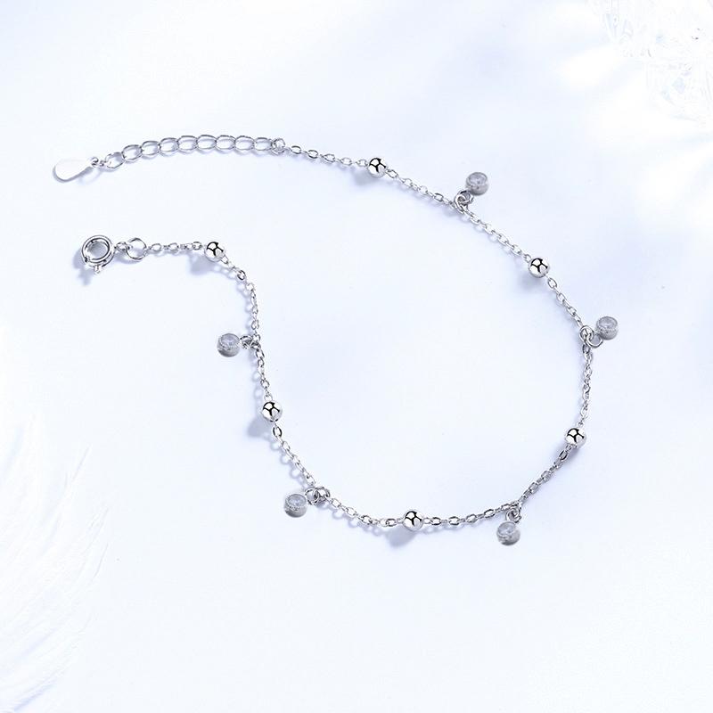 Nowa Moda Bohemia Błyszczący Okrągły Cyrkoniowy Wisiorek Anklety Damska Biżuteria Próby 925 Sterlingowe Srebro Seksowny Plażowy Okrągły Kryształowy Łańcuszek na Stopę
