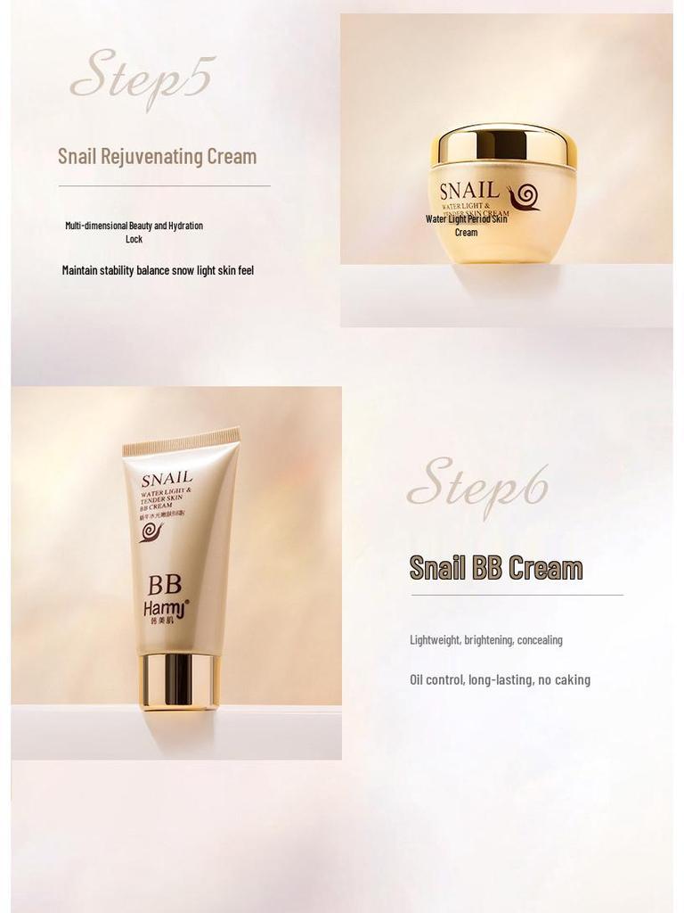 Schnecken-Feuchtigkeits-Sechs-Teile-Hautpflege-Set: Feuchtigkeitsspendende & Regenerierende Lotion & Creme Geschenkbox