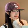 Spring And Autumn Color Matching Plaid Letter Embroidery Baseball Cap Men And Women Flat Top Hip Hop Retro Flat Brim Cap