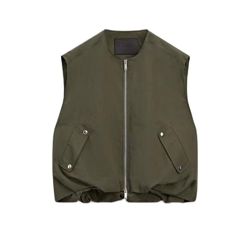 Spring New Women's Clothing Versatile round Neck Snap Button Design Loose Suit Vest 6745807 6737821