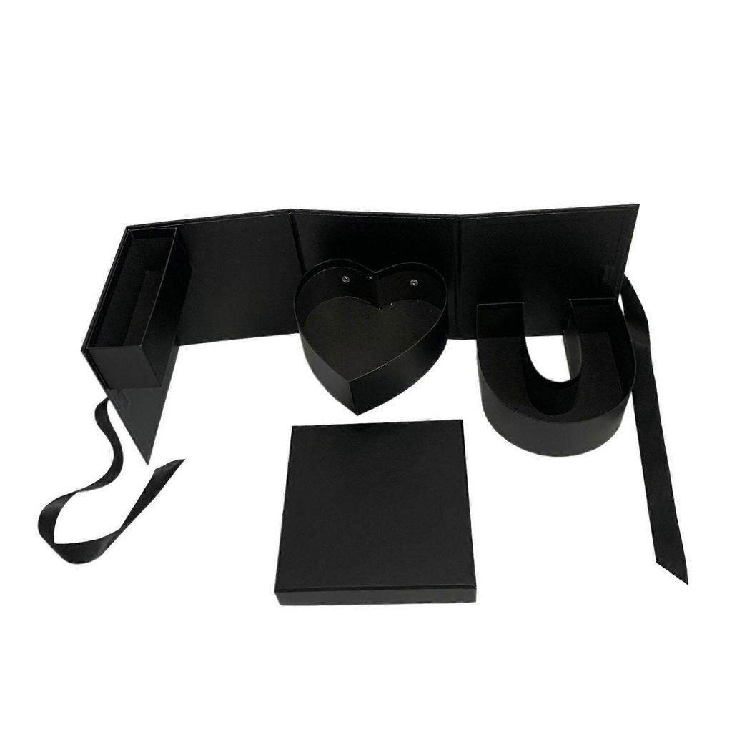 Empty Flower Gift Box Gift Packaging for Celebrations Anniversary Valentines Black