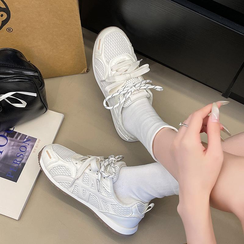 Retro mesh fashion color matching dad shoes women's autumn new student versatile inner height increase casual Forrest Gump shoes