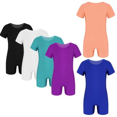 Kids Boys Girls Short Sleeves Solid Color Stretchy Jumpsuit Swimwear One Piece Swimsuits Swimwear