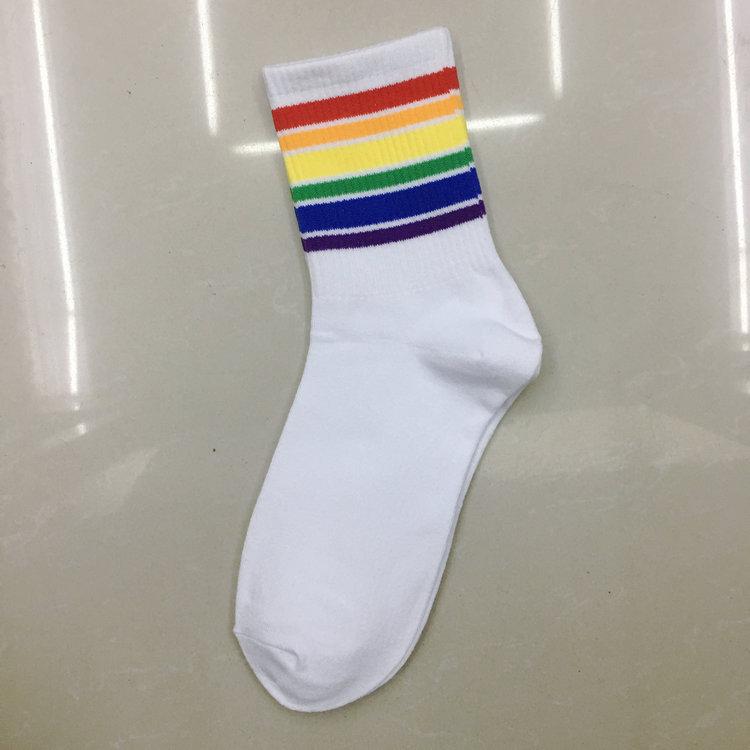 Fashion Striped Mens Socks Casual Streetwear Black White Sports Socks Men Male Cotton Breathable Hip Hop Skateboard Long Socks