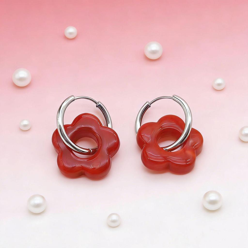 2025 Dopamine-Inspired Enamel Flower Hoop Ear Cuffs - Light Luxury Earrings