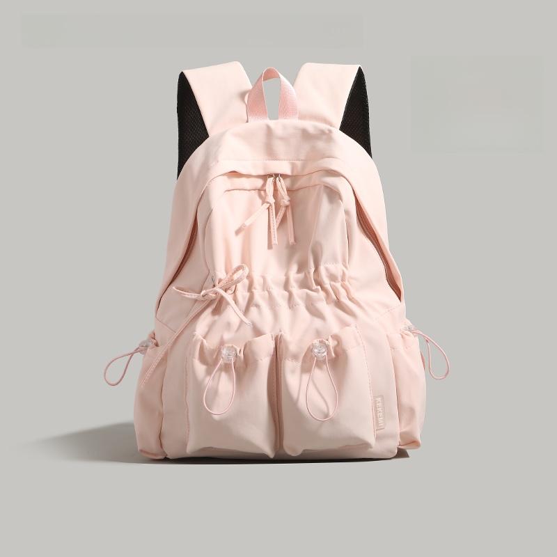 Drawstring Lace-up Bow Mochilas Mujer Student Mochila High Capacity Bag Daily Using Zipper Bolsas 2026 New Youth Backpack