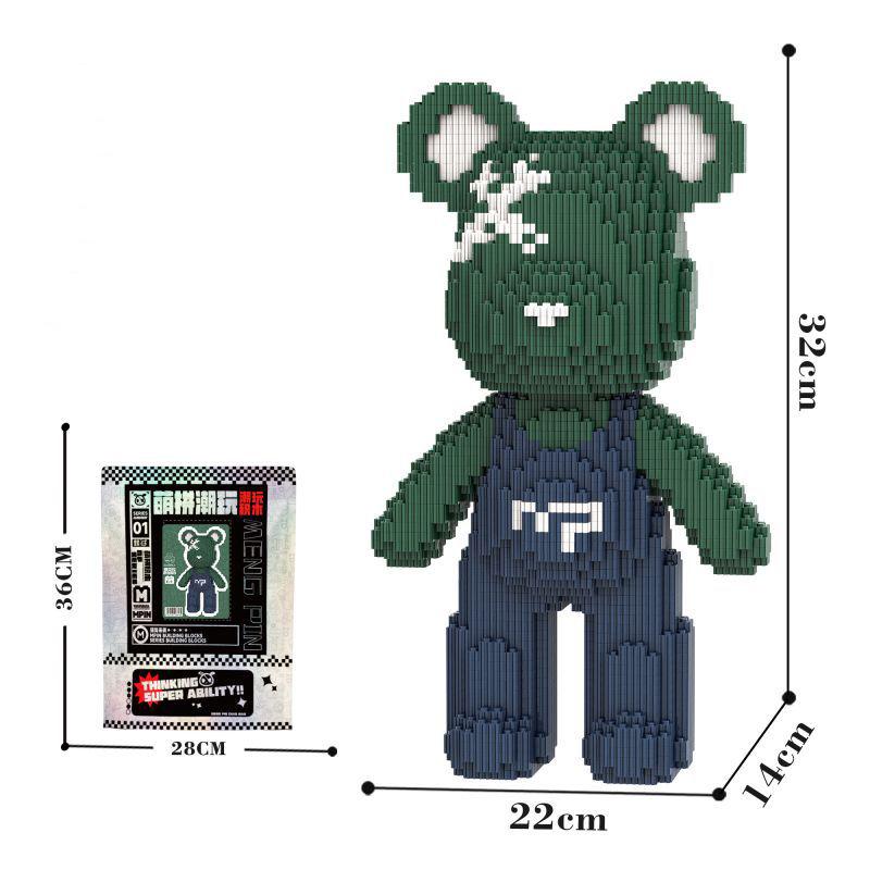 32Cm Kawaii Bear,Assembly Toys,Creative Small Particles Construction Blocks,Ornaments, Household Decor,Toys For Gifts,More Than 4000Pcs