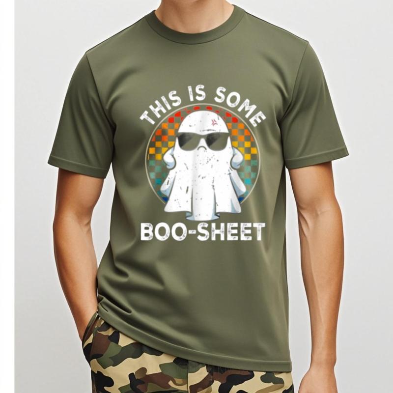 Breathable Tee Street Wear Oneck tshirt Daily Wear This Is Some Boo Sheet Ghost With Sunglasses Minimalist For him tees