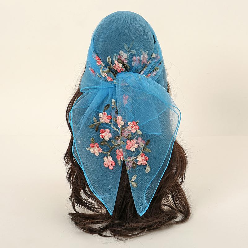 

Кружевной Вышитый Цветочный 80 Квадратный Шарф Мусульманский Хиджаб Женский Элегантный Платок Головной Убор Летний Дорожный Пляжный Бандана Тюрбан